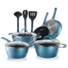 NutriChef Home Kitchen 11- Piece Aluminum Cookware Set In Blue