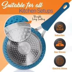 NutriChef Home Kitchen 11- Piece Aluminum Cookware Set In Blue -Home Accents shop diamond ceramic exterior nutrichef cookware sets nccw11bd fa 1000