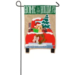Outdoor Christmas Decorations Evergreen 18 In. X 12.5 In. Home For The Holidays Garden Burlap Flag