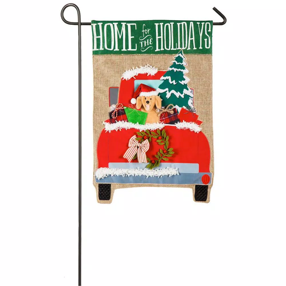 Outdoor Christmas Decorations Evergreen 18 In. X 12.5 In. Home For The Holidays Garden Burlap Flag 3 Outdoor Christmas Decorations Evergreen 18 In. X 12.5 In. Home For The Holidays Garden Burlap Flag