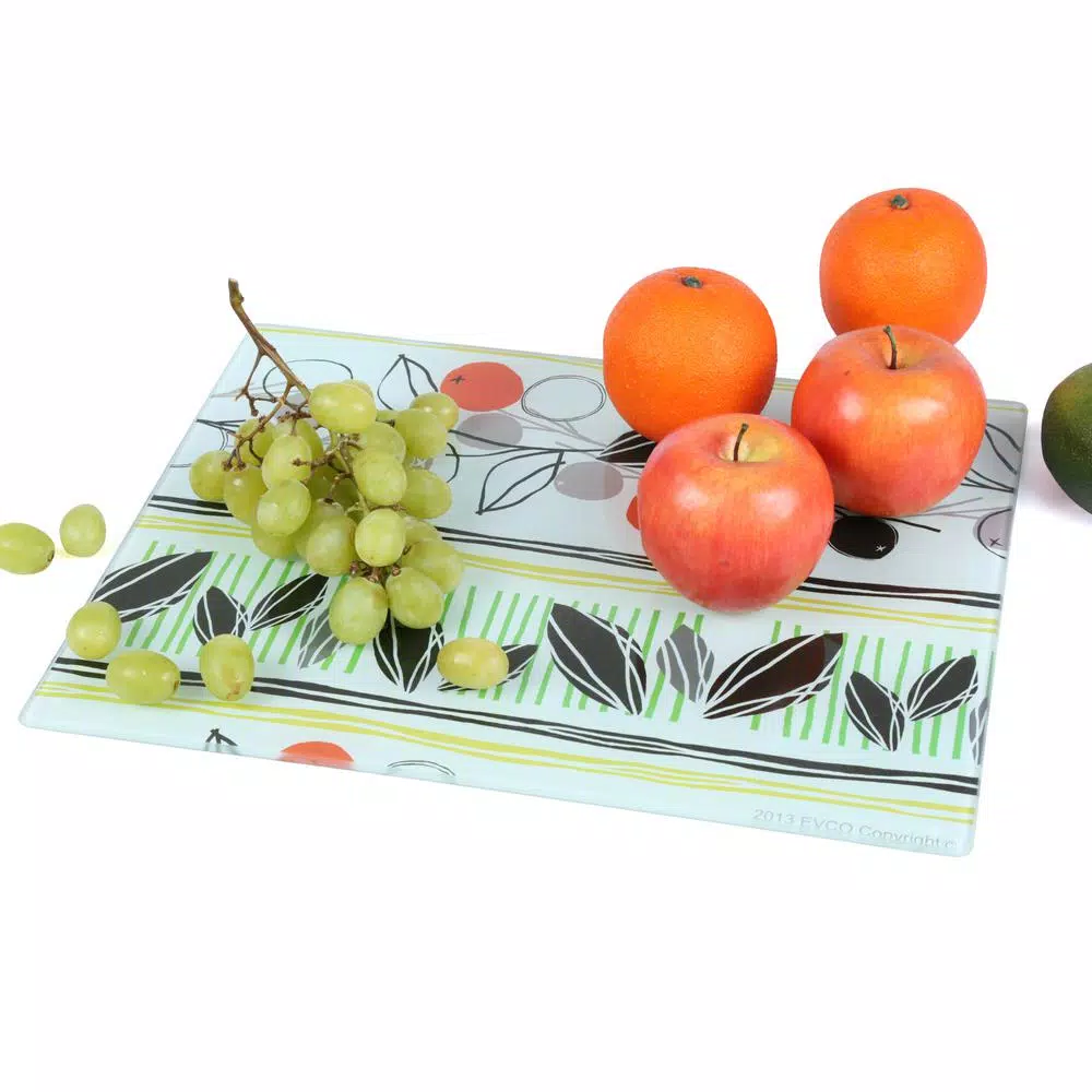 Serveware Creative Home Tempered Glass 11.75 In. X 15 In., 5 Mm Thickness Cutting, Serving Board With Flower Pattern, 4 Serveware Creative Home Tempered Glass 11.75 In. X 15 In., 5 Mm Thickness Cutting, Serving Board With Flower Pattern, - Image 2