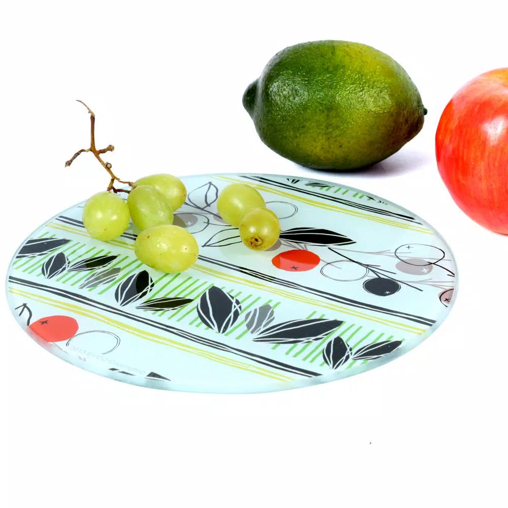 Serveware Creative Home 8 In. Diam. Round Tempered Glass Trivet With Flower Pattern 4 Serveware Creative Home 8 In. Diam. Round Tempered Glass Trivet With Flower Pattern - Image 2