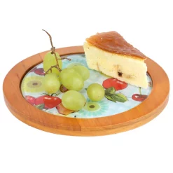 Serveware Creative Home 7.5 In. Round Tempered Glass Trivet Serving Board, Fruit Pattern With Solid Wood Trim 13 Serveware Creative Home 7.5 In. Round Tempered Glass Trivet Serving Board, Fruit Pattern With Solid Wood Trim -Home Accents shop flower pattern creative home cheese board sets 01077 31 1000