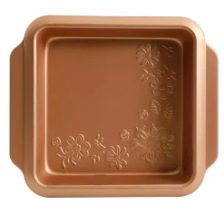 Bakeware Gibson Home Country Kitchen 8 In. Square Copper Embossed Carbon Steel Bake Pan