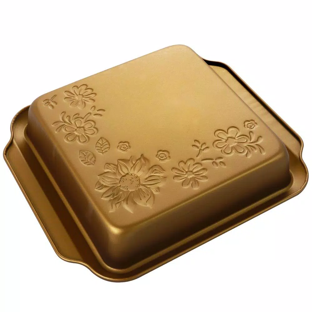 Bakeware Gibson Home Country Kitchen 8 In. Square Copper Embossed Carbon Steel Bake Pan 4 Bakeware Gibson Home Country Kitchen 8 In. Square Copper Embossed Carbon Steel Bake Pan - Image 2