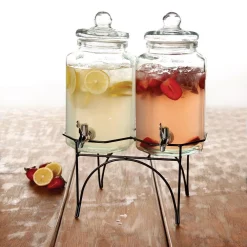 Serveware Gibson Home Party Duo Twin 4 Qt. Glass Beverage Dispenser -Home Accents shop gibson home beverage dispensers 985100631m 4f 1000