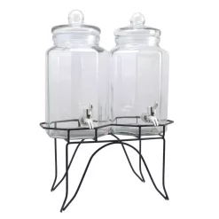 Serveware Gibson Home Party Duo Twin 4 Qt. Glass Beverage Dispenser