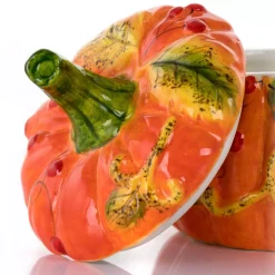 Countertop Storage Gibson Home Stoneware Pumpkin Cookie Jar In Orange With Lid -Home Accents shop gibson home cookie jars 985114251m fa 1000