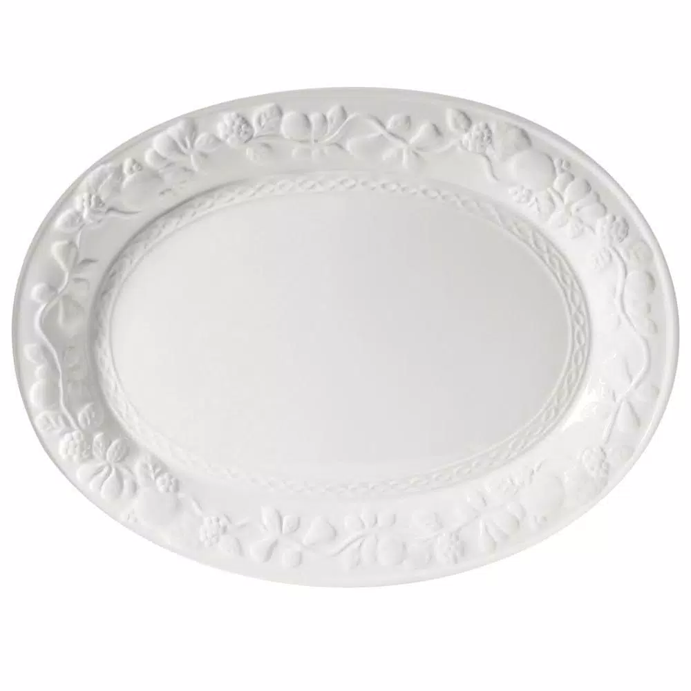 Serveware Gibson Home Fruitful White Stoneware Platter 3 Serveware Gibson Home Fruitful White Stoneware Platter