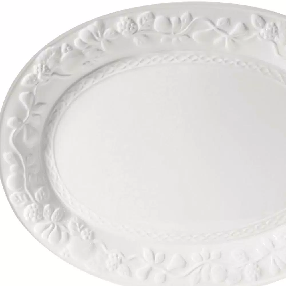 Serveware Gibson Home Fruitful White Stoneware Platter 4 Serveware Gibson Home Fruitful White Stoneware Platter - Image 2