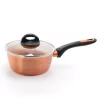 Cookware Gibson Home Hummington 1.7 Qt. Aluminum Ceramic Nonstick Sauce Pan In Metallic Copper With Glass Lid