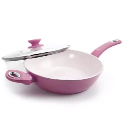 Cookware Gibson Home Plaza Cafe 3.5 Qt. Aluminum Nonstick Saute Pan In Lavender With Glass Lid -Home Accents shop gibson home saute pans 985111752m 1f 1000