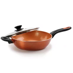Cookware Gibson Home Home Cuisine 3 Qt. Aluminum Ceramic Nonstick Saute Pan In Copper With Glass Lid -Home Accents shop gibson home saute pans 985112071m 44 1000