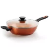 Cookware Gibson Home Home Cuisine 3 Qt. Aluminum Ceramic Nonstick Saute Pan In Copper With Glass Lid