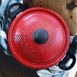 Cookware Gibson Home Granita 6 Qt. Aluminum Pasta Pot In Red Speckle With Lid -Home Accents shop gibson home stock pots 985106046m 1f 1000