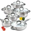 Cook N Home 12-Piece Stainless Steel Cookware Set In Gray And Stainless Steel -Home Accents shop gray and stainless steel cook n home cookware sets 02410 64 1000