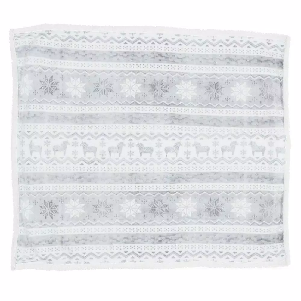 Throw Blankets Lavish Home Snow Flakes Fleece Sherpa Throw 6 Throw Blankets Lavish Home Snow Flakes Fleece Sherpa Throw - Image 4