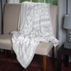 Throw Blankets Lavish Home Snow Flakes Fleece Sherpa Throw