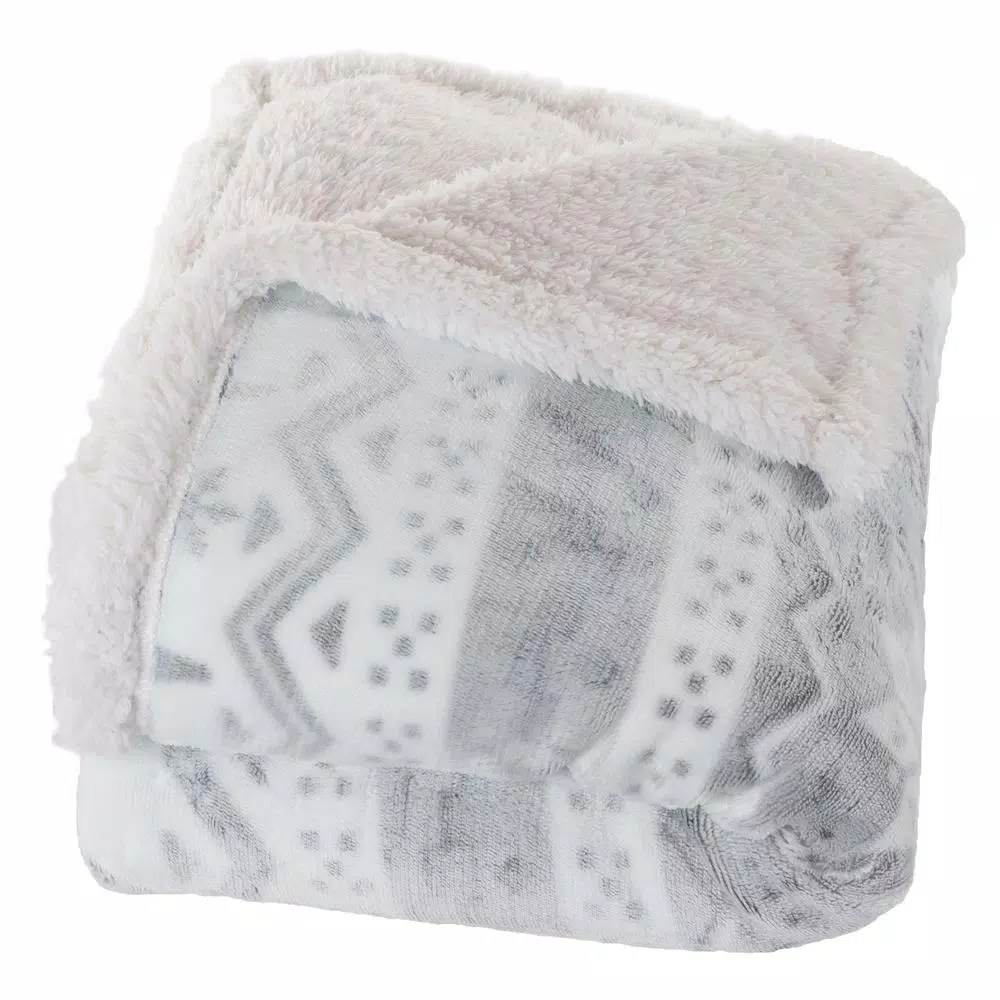 Throw Blankets Lavish Home Snow Flakes Fleece Sherpa Throw 4 Throw Blankets Lavish Home Snow Flakes Fleece Sherpa Throw - Image 2