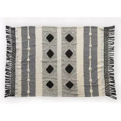 Throw Blankets LR Home Symmetry Gray Geometric Cotton Throw Blanket
