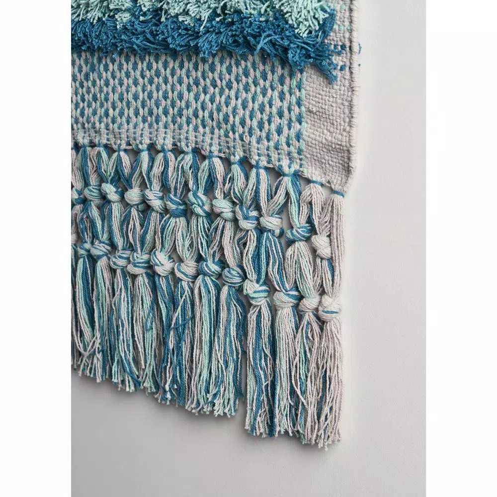 Wall Accents LR Home Coast Gray / Teal Fringed Wall Tapestry 8 Wall Accents LR Home Coast Gray / Teal Fringed Wall Tapestry - Image 6