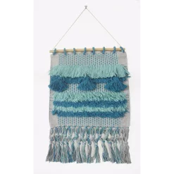 Wall Accents LR Home Coast Gray / Teal Fringed Wall Tapestry