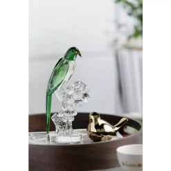 Sculptures A & B Home Green/White Parrot Elegance Irregular Decor Accent