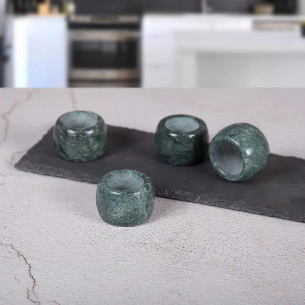 Countertop Storage Creative Home Natural Green Marble Napkin Ring Holder Set For Fine Dinning, Wedding, Ceremony, Party Gathering (Set Of 4-Pieces) 7 Countertop Storage Creative Home Natural Green Marble Napkin Ring Holder Set For Fine Dinning, Wedding, Ceremony, Party Gathering (Set Of 4-Pieces) - Image 5