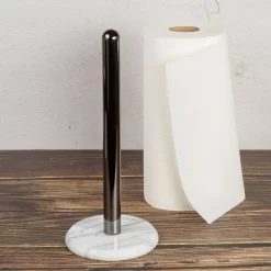 Countertop Storage Creative Home 2-Tone Paper Towel Holder With Gunmetal Metal Pole Natural Marble Base 5-1/2 In. Dia X 12 In. H -Home Accents shop gun metal creative home paper towel holders 73603 4f 1000
