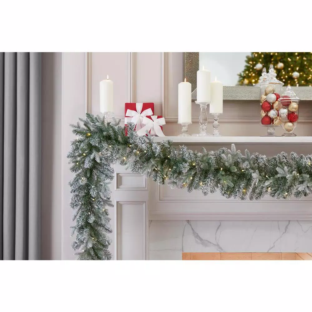 Christmas Greenery Home Accents Holiday 9 Ft Starry Light Battery Operated Flocked Frasier Fir LED Pre-Lit Garland With Timer 5 Christmas Greenery Home Accents Holiday 9 Ft Starry Light Battery Operated Flocked Frasier Fir LED Pre-Lit Garland With Timer - Image 3