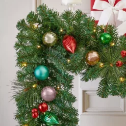 Christmas Greenery Home Accents Holiday 9 Ft. Fantasleigh Battery Operated Pre-Lit LED Artificial Christmas Garland -Home Accents shop home accents holiday christmas garland chzh1762030h2 1d 1000