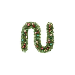 Christmas Greenery Home Accents Holiday 9 Ft. Fantasleigh Battery Operated Pre-Lit LED Artificial Christmas Garland