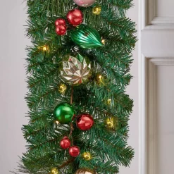 Christmas Greenery Home Accents Holiday 9 Ft. Fantasleigh Battery Operated Pre-Lit LED Artificial Christmas Garland -Home Accents shop home accents holiday christmas garland chzh1762030h2 66 1000