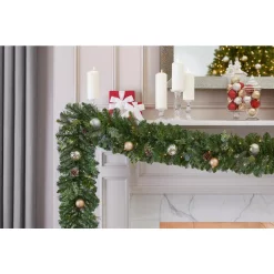 Christmas Greenery Home Accents Holiday 9 Ft. St. Germain Battery Operated Mixed Pine LED Pre-Lit Christmas Garland With Timer -Home Accents shop home accents holiday christmas garland chzh3812070h3 40 1000