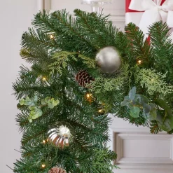 Christmas Greenery Home Accents Holiday 9 Ft. St. Germain Battery Operated Mixed Pine LED Pre-Lit Christmas Garland With Timer -Home Accents shop home accents holiday christmas garland chzh3812070h3 66 1000