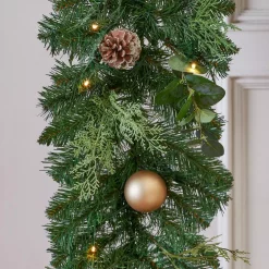 Christmas Greenery Home Accents Holiday 9 Ft. St. Germain Battery Operated Mixed Pine LED Pre-Lit Christmas Garland With Timer -Home Accents shop home accents holiday christmas garland chzh3812070h3 77 1000