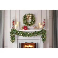 Christmas Greenery Home Accents Holiday 9 Ft. St. Germain Battery Operated Mixed Pine LED Pre-Lit Christmas Garland With Timer -Home Accents shop home accents holiday christmas garland chzh3812070h3 a0 1000