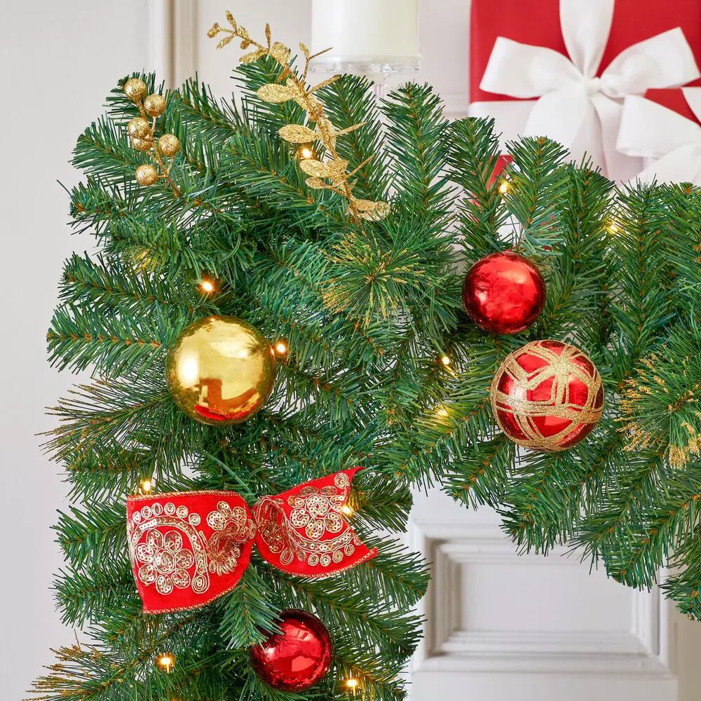 Christmas Greenery Home Accents Holiday 12 Ft. Royal Easton Battery Operated Pre-Lit LED Artificial Christmas Garland 8 Christmas Greenery Home Accents Holiday 12 Ft. Royal Easton Battery Operated Pre-Lit LED Artificial Christmas Garland - Image 6