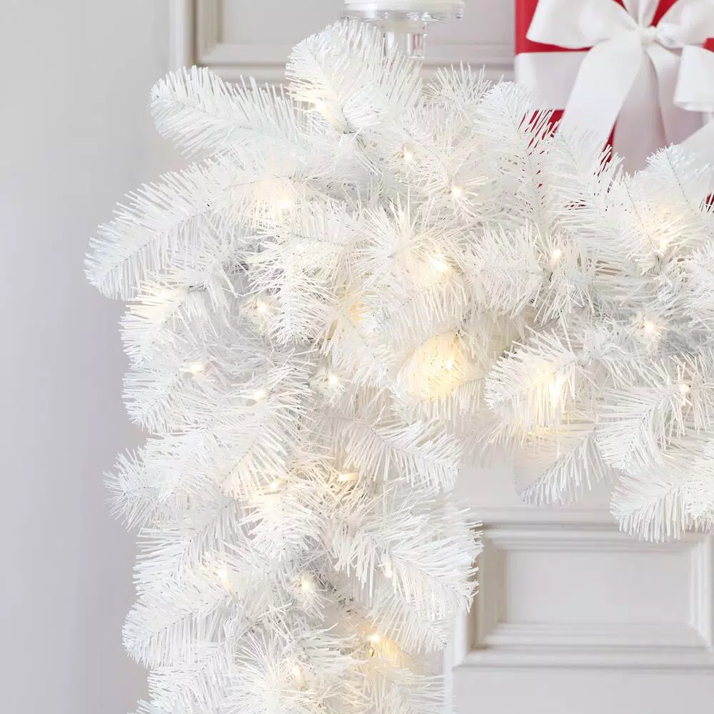 Christmas Greenery Home Accents Holiday 9 Ft. Uptown Pre-Lit LED Artificial Christmas Garland With 180 Tips And 100 Warm White Micro Dot Lights 7 Christmas Greenery Home Accents Holiday 9 Ft. Uptown Pre-Lit LED Artificial Christmas Garland With 180 Tips And 100 Warm White Micro Dot Lights - Image 5