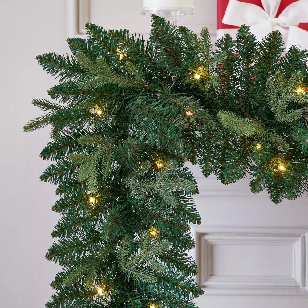 Christmas Greenery Home Accents Holiday 9 Ft. Mayfield Pre-lit LED Artificial Garland With 50 Warm White Micro Dot Lights 6 Christmas Greenery Home Accents Holiday 9 Ft. Mayfield Pre-lit LED Artificial Garland With 50 Warm White Micro Dot Lights - Image 4
