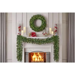 Christmas Greenery Home Accents Holiday 12 Ft. Elegant Battery Operated Noble Fir LED Pre-Lit Christmas Garland With Timer And 70-Micro Dot Light -Home Accents shop home accents holiday christmas garland seyi710009t42 66 1000