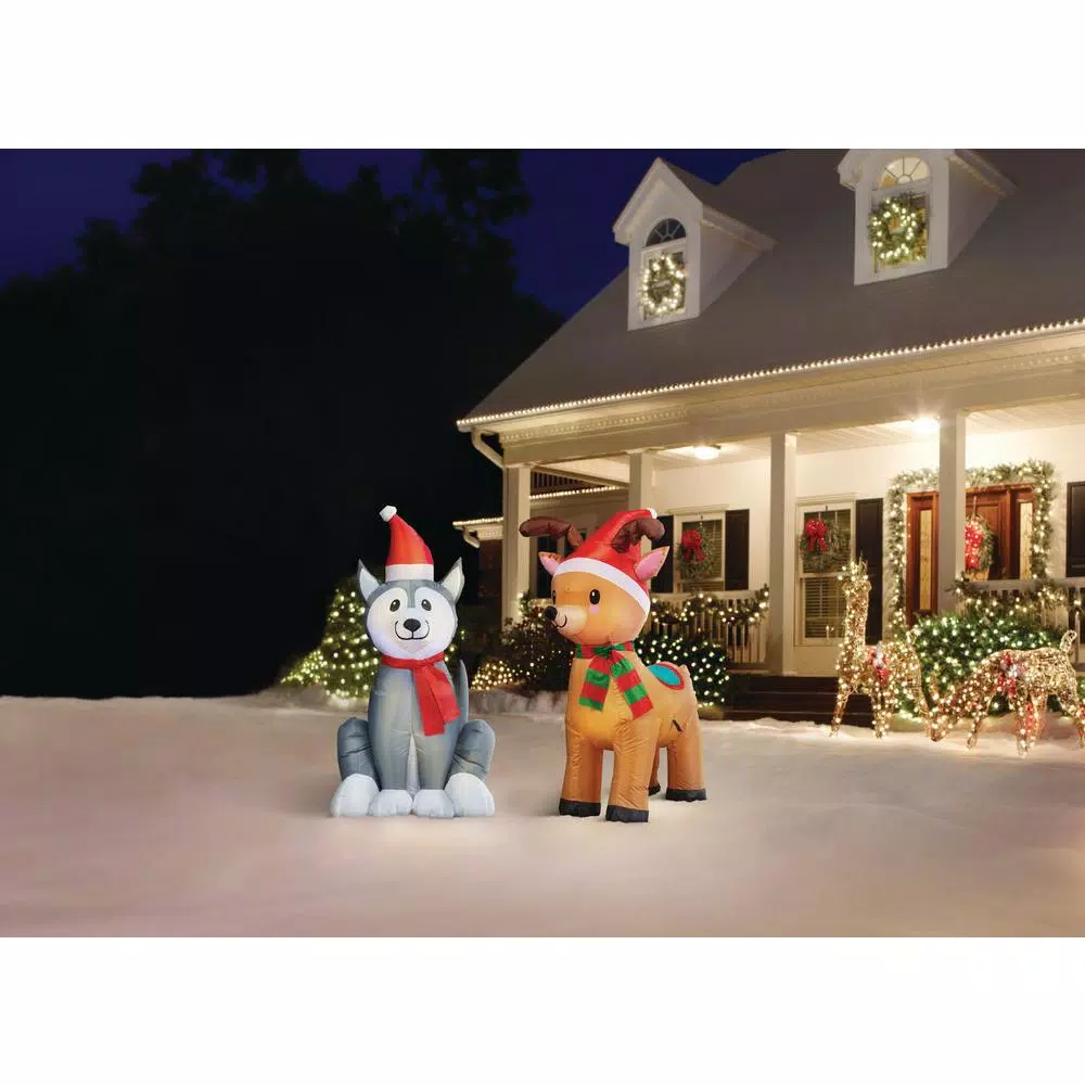 Outdoor Christmas Decorations Home Accents Holiday 3.5 Ft. Pre-Lit Airblown Inflatable Reindeer 11 Outdoor Christmas Decorations Home Accents Holiday 3.5 Ft. Pre-Lit Airblown Inflatable Reindeer - Image 9