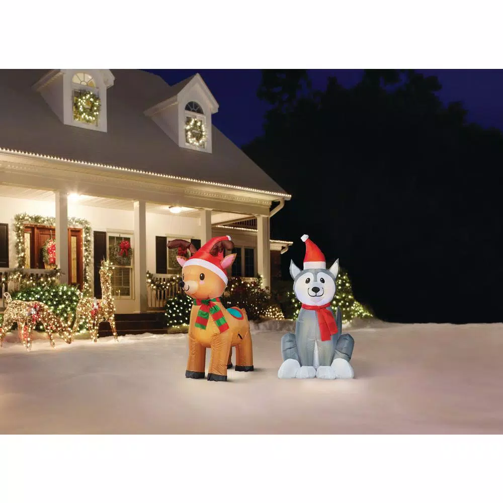 Outdoor Christmas Decorations Home Accents Holiday 3.5 Ft. Pre-Lit Airblown Inflatable Reindeer 10 Outdoor Christmas Decorations Home Accents Holiday 3.5 Ft. Pre-Lit Airblown Inflatable Reindeer - Image 8