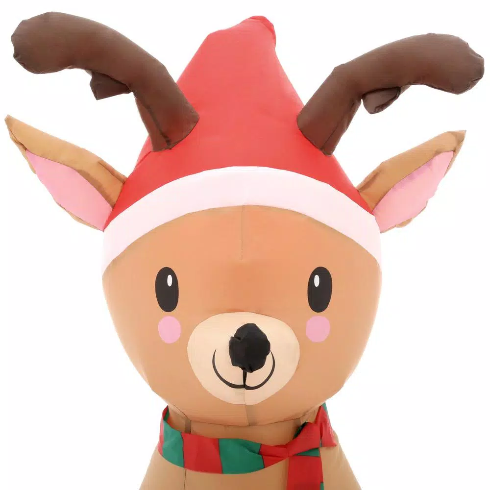 Outdoor Christmas Decorations Home Accents Holiday 3.5 Ft. Pre-Lit Airblown Inflatable Reindeer 4 Outdoor Christmas Decorations Home Accents Holiday 3.5 Ft. Pre-Lit Airblown Inflatable Reindeer - Image 2