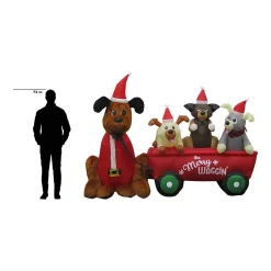 Outdoor Christmas Decorations Home Accents Holiday 7 Ft. W Pre-Lit Life Size Inflatable Wagon With Christmas Puppies Scene -Home Accents shop home accents holiday christmas inflatables 111965 40 1000