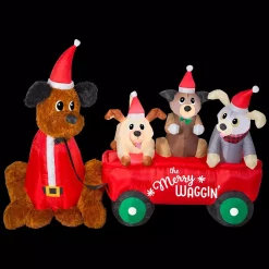 Outdoor Christmas Decorations Home Accents Holiday 7 Ft. W Pre-Lit Life Size Inflatable Wagon With Christmas Puppies Scene -Home Accents shop home accents holiday christmas inflatables 111965 c3 1000