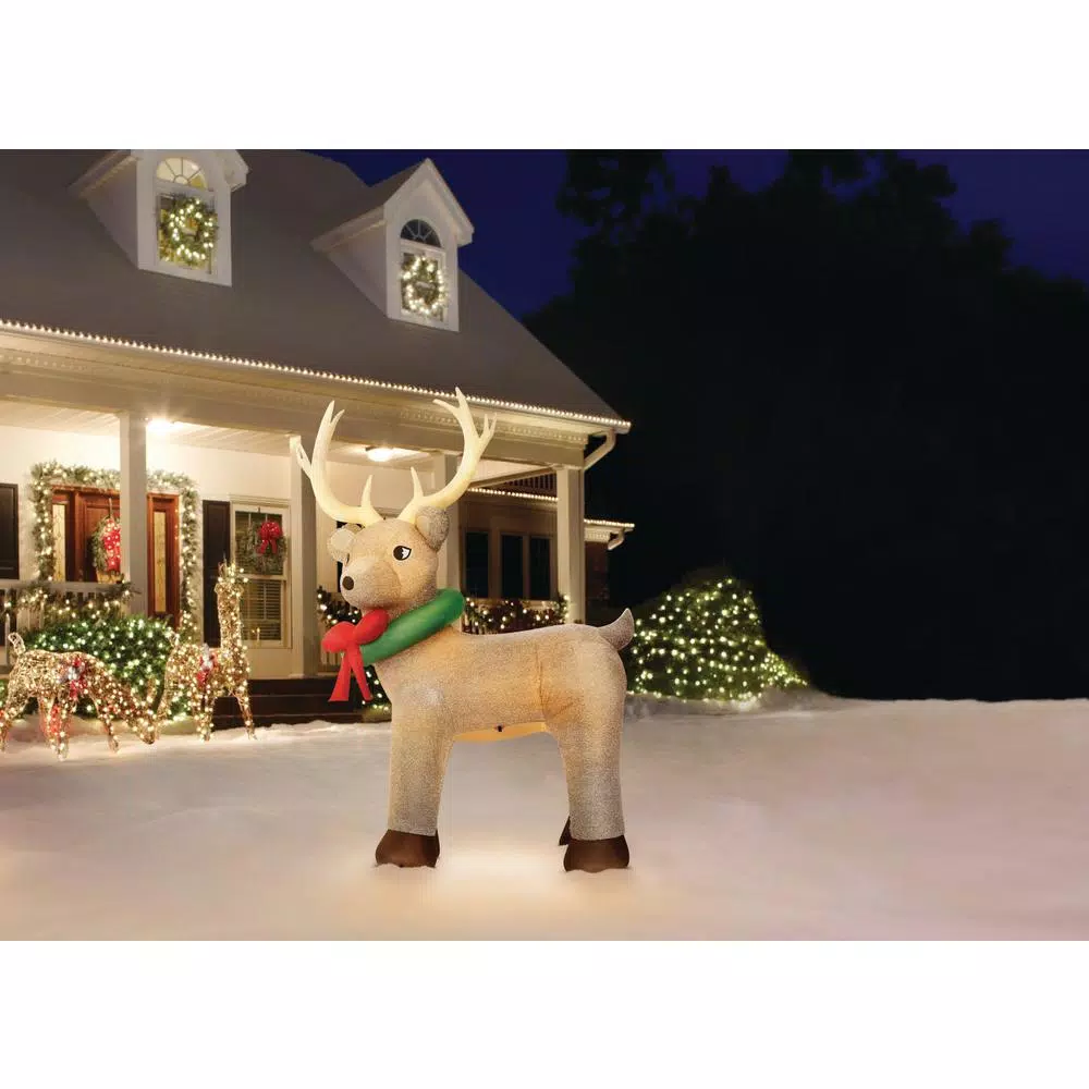 Outdoor Christmas Decorations Home Accents Holiday 11 Ft. Pre-Lit Giant Airblown Inflatable Fuzzy Reindeer 11 Outdoor Christmas Decorations Home Accents Holiday 11 Ft. Pre-Lit Giant Airblown Inflatable Fuzzy Reindeer - Image 9