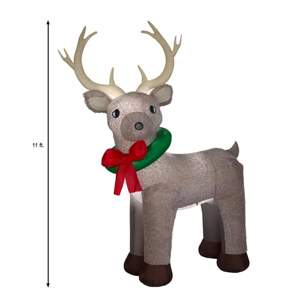 Outdoor Christmas Decorations Home Accents Holiday 11 Ft. Pre-Lit Giant Airblown Inflatable Fuzzy Reindeer 6 Outdoor Christmas Decorations Home Accents Holiday 11 Ft. Pre-Lit Giant Airblown Inflatable Fuzzy Reindeer - Image 4