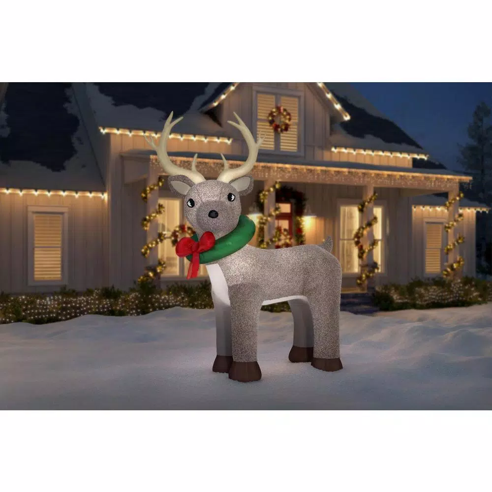 Outdoor Christmas Decorations Home Accents Holiday 11 Ft. Pre-Lit Giant Airblown Inflatable Fuzzy Reindeer 4 Outdoor Christmas Decorations Home Accents Holiday 11 Ft. Pre-Lit Giant Airblown Inflatable Fuzzy Reindeer - Image 2