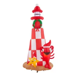 Outdoor Christmas Decorations Home Accents Holiday 7.5 Ft. Inflatable Lighthouse Scene